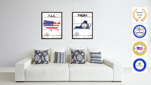 Virginia State Flag Gifts Home Decor Wall Art Canvas Print Picture Frames