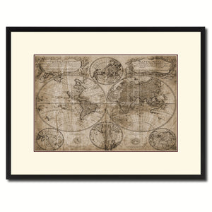 World Vintage Sepia Map Canvas Print, Picture Frame Gifts Home Decor Wall Art Decoration