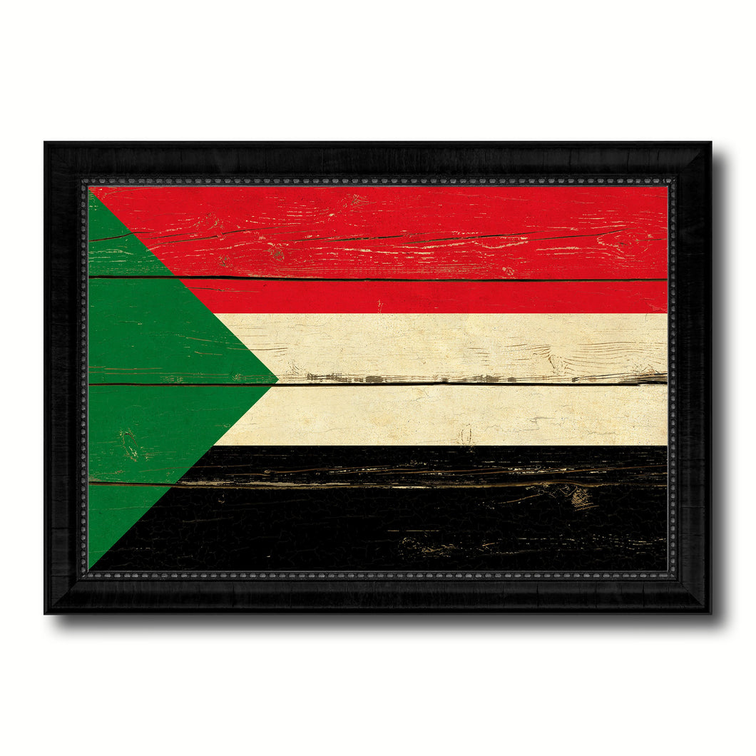 Sudan Country Flag Vintage Canvas Print with Black Picture Frame Home Decor Gifts Wall Art Decoration Artwork