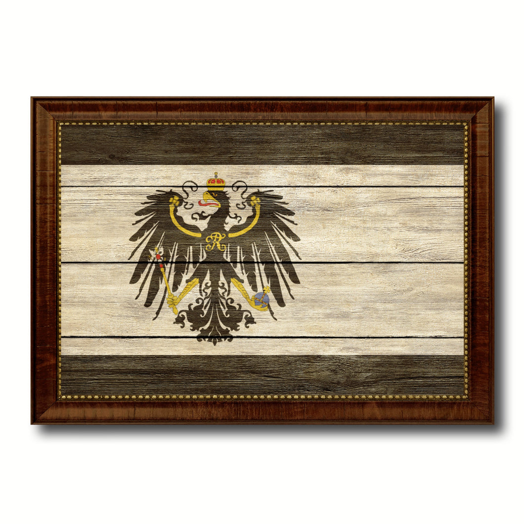 Kingdom of Prussia Germany Historical Flag Texture Canvas Print with Brown Picture Frame Home Decor Wall Art Gifts