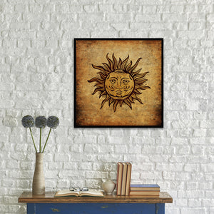 Sun Horoscope Canvas Print Black Custom Frame Home Decor Wall Art