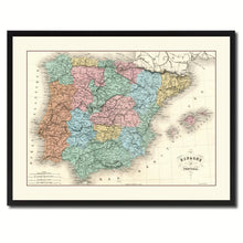 Load image into Gallery viewer, Spain Portugal Vintage Antique Map Wall Art Home Decor Gift Ideas Canvas Print Custom Picture Frame

