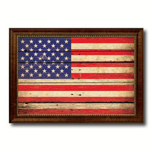 Load image into Gallery viewer, American Flag Vintage Canvas Print with Brown Picture Frame Home Decor Man Cave Wall Art Collectible Decoration Artwork Gifts
