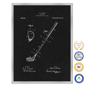 1910 Golf Club Old Patent Art Print on Canvas Custom Framed Vintage Home Decor Wall Decoration Great for Gifts