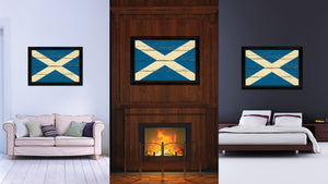 Scotland Country Flag Vintage Canvas Print with Black Picture Frame Home Decor Gifts Wall Art Decoration Artwork
