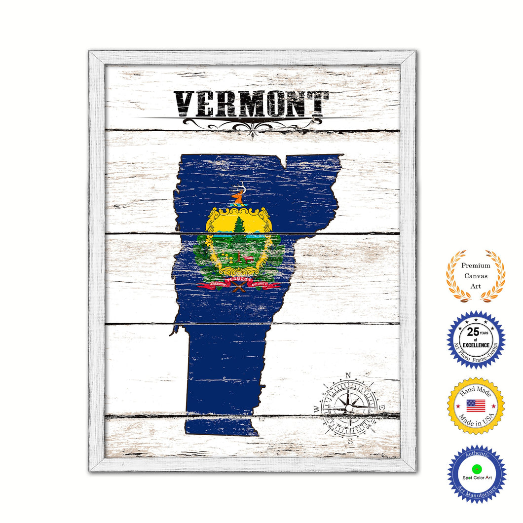 Vermont Flag Gifts Home Decor Wall Art Canvas Print with Custom Picture Frame