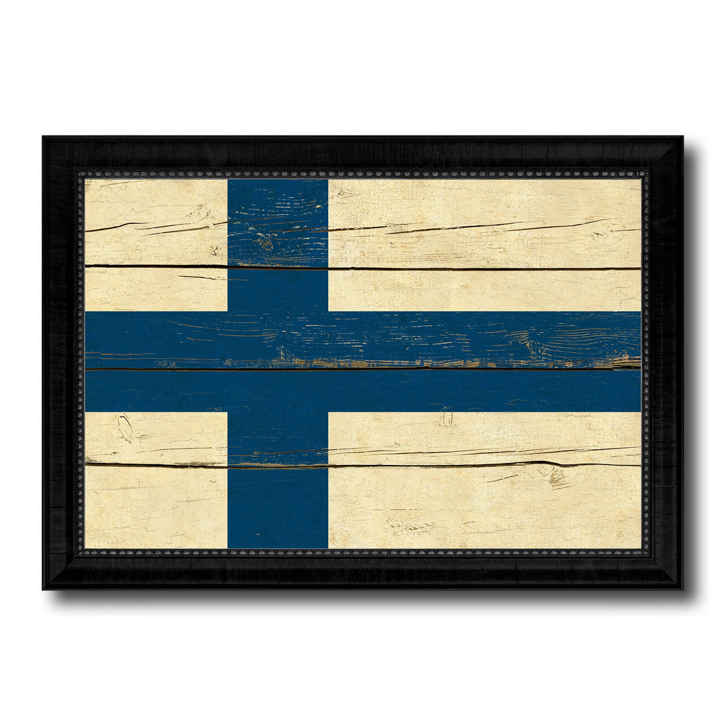 Finland Country Flag Vintage Canvas Print with Black Picture Frame Home Decor Gifts Wall Art Decoration Artwork