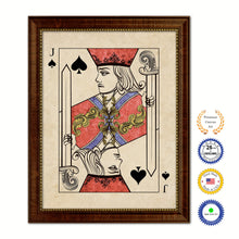 Load image into Gallery viewer, One Eye Jack Spades Poker Decks of Vintage Cards Print on Canvas Brown Custom Framed
