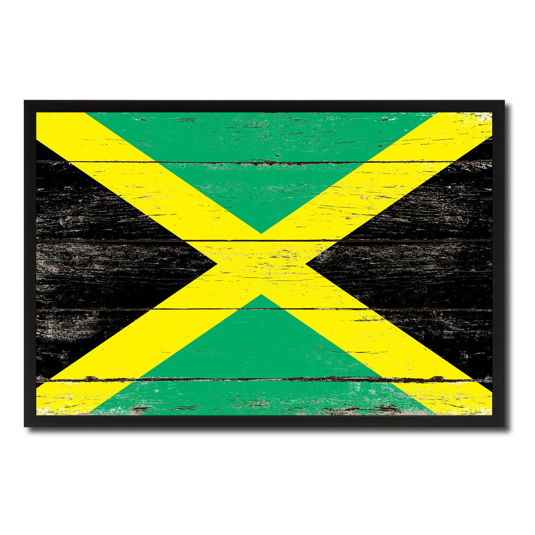 Jamaica Country National Flag Vintage Canvas Print with Picture Frame Home Decor Wall Art Collection Gift Ideas