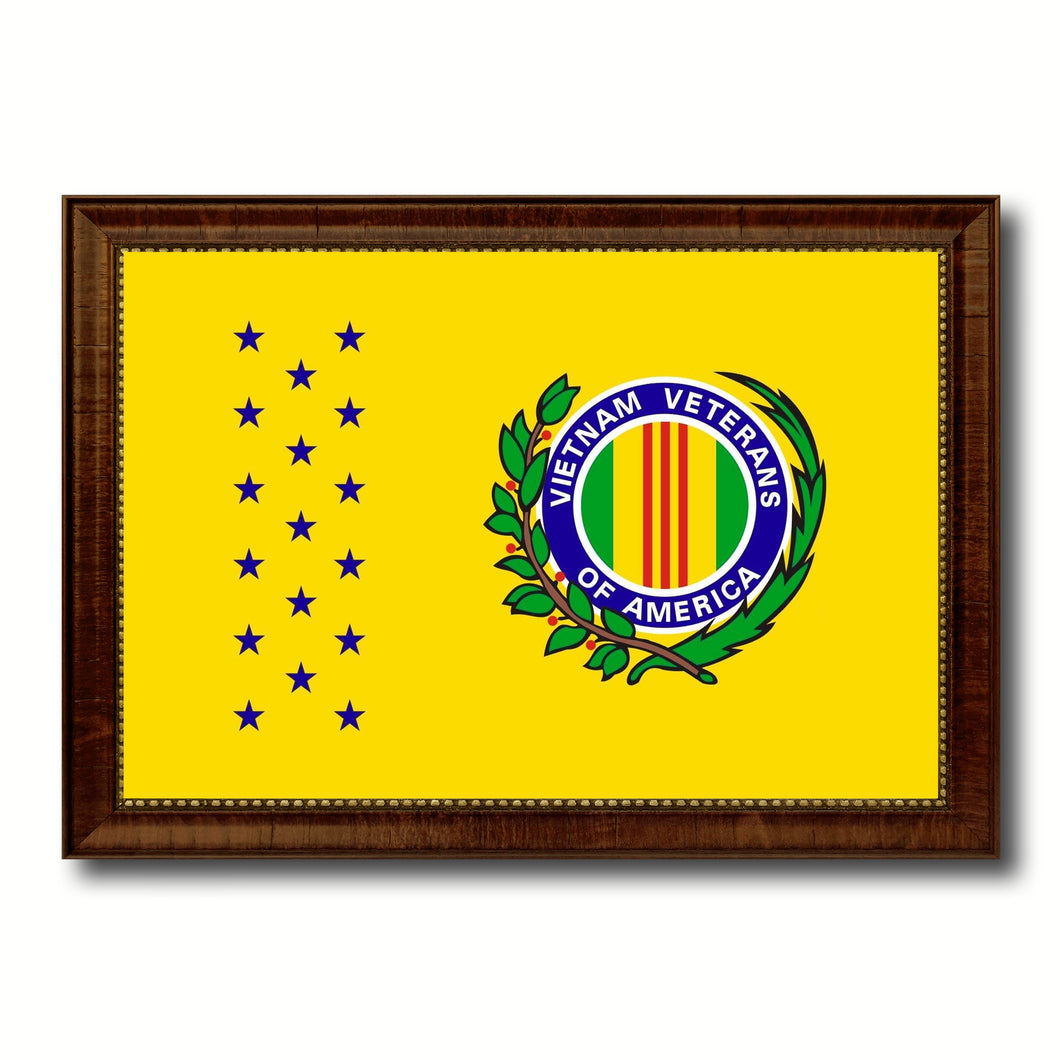 Vietnam War American Veterans Military Flag Canvas Print with Brown Picture Frame Home Decor Wall Art Gift Ideas
