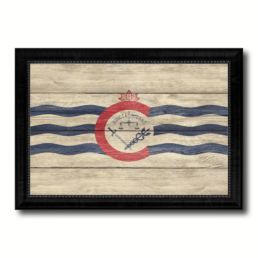 Cincinnati City Ohio State Texture Flag Canvas Print Black Picture Frame