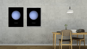 Uranus Print on Canvas Planets of Solar System Silver Picture Framed Art Home Decor Wall Office Decoration