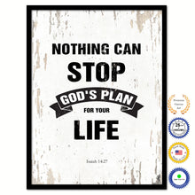Load image into Gallery viewer, Nothing can stop God&#39;s plan for your life - Isaiah 14:27 Bible Verse Scripture Quote White Canvas Print with Picture Frame
