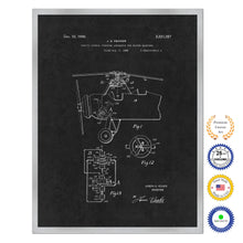 Load image into Gallery viewer, 1940 Remote Control Steering Apparatus for Flying Machine Airplane Antique Patent Artwork Silver Framed Canvas Home Office Decor Great for Pilot Gift
