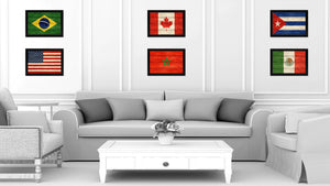 Morocco Country Flag Texture Canvas Print with Black Picture Frame Home Decor Wall Art Decoration Collection Gift Ideas