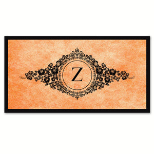 Alphabet Letter Z Orange Canvas Print, Black Custom Frame