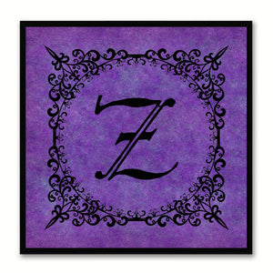 Alphabet Z Purple Canvas Print Black Frame Kids Bedroom Wall Décor Home Art