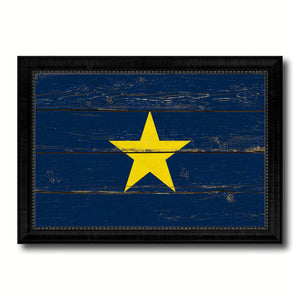 Burnet's 1st Texas Republic 1836-1839 Military Flag Vintage Canvas Print with Black Picture Frame Home Decor Wall Art Decoration Gift Ideas