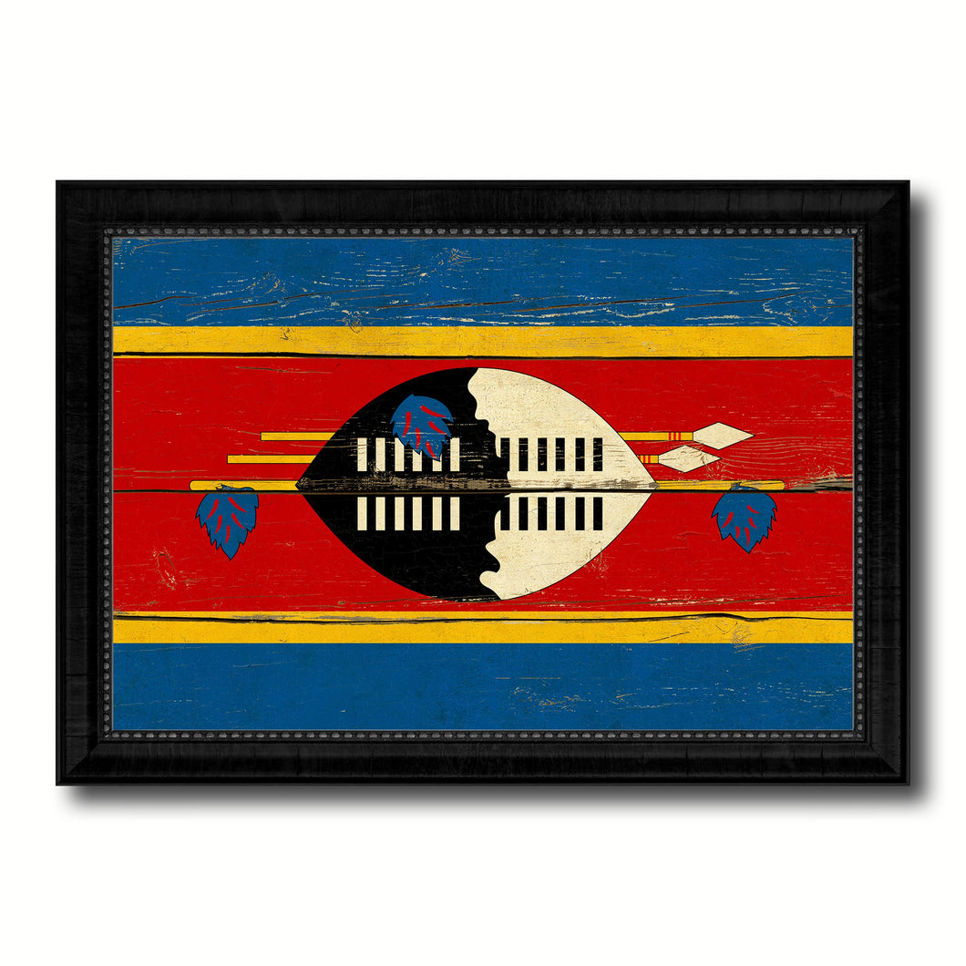 Swaziland Country Flag Vintage Canvas Print with Black Picture Frame Home Decor Gifts Wall Art Decoration Artwork