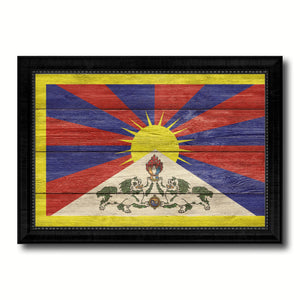 Tibet Country Flag Texture Canvas Print with Black Picture Frame Home Decor Wall Art Decoration Collection Gift Ideas
