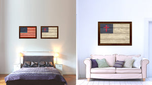 Kayso Christian Religious Flag Texture Canvas Print with Brown Picture Frame Home Decor Wall Art Gifts