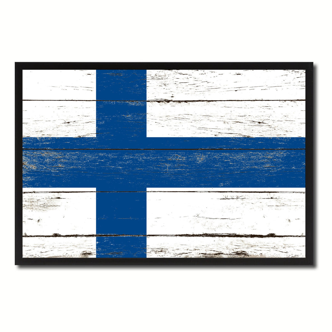 Finland Country National Flag Vintage Canvas Print with Picture Frame Home Decor Wall Art Collection Gift Ideas