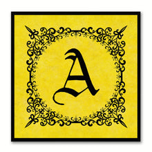 Load image into Gallery viewer, Alphabet A Yellow Canvas Print Black Frame Kids Bedroom Wall Décor Home Art
