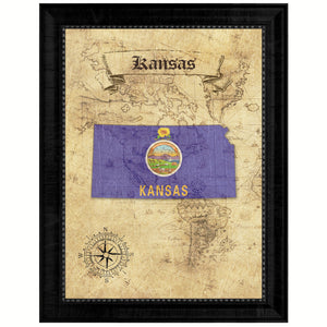 Kansas State Vintage Map Gifts Home Decor Wall Art Office Decoration