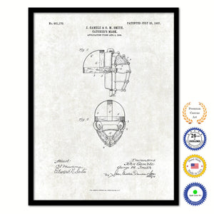 1907 Catcher's Mask Old Patent Art Print on Canvas Custom Framed Vintage Home Decor Wall Decoration Great for Gifts