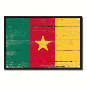 Cameroon Country National Flag Vintage Canvas Print with Picture Frame Home Decor Wall Art Collection Gift Ideas