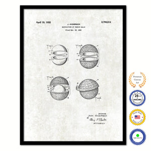 1955 Manufacture of Tennis Balls Old Patent Art Print on Canvas Custom Framed Vintage Home Decor Wall Decoration Great for Gifts