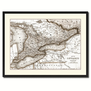 Ontario Canada Vintage Sepia Map Canvas Print, Picture Frame Gifts Home Decor Wall Art Decoration