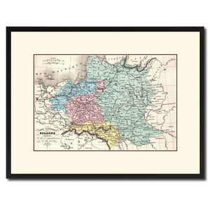 Poland Prussia Germany Vintage Antique Map Wall Art Home Decor Gift Ideas Canvas Print Custom Picture Frame