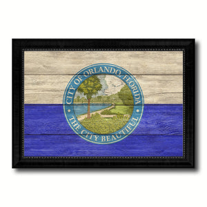 Orlando City Florida State Texture Flag Canvas Print Black Picture Frame