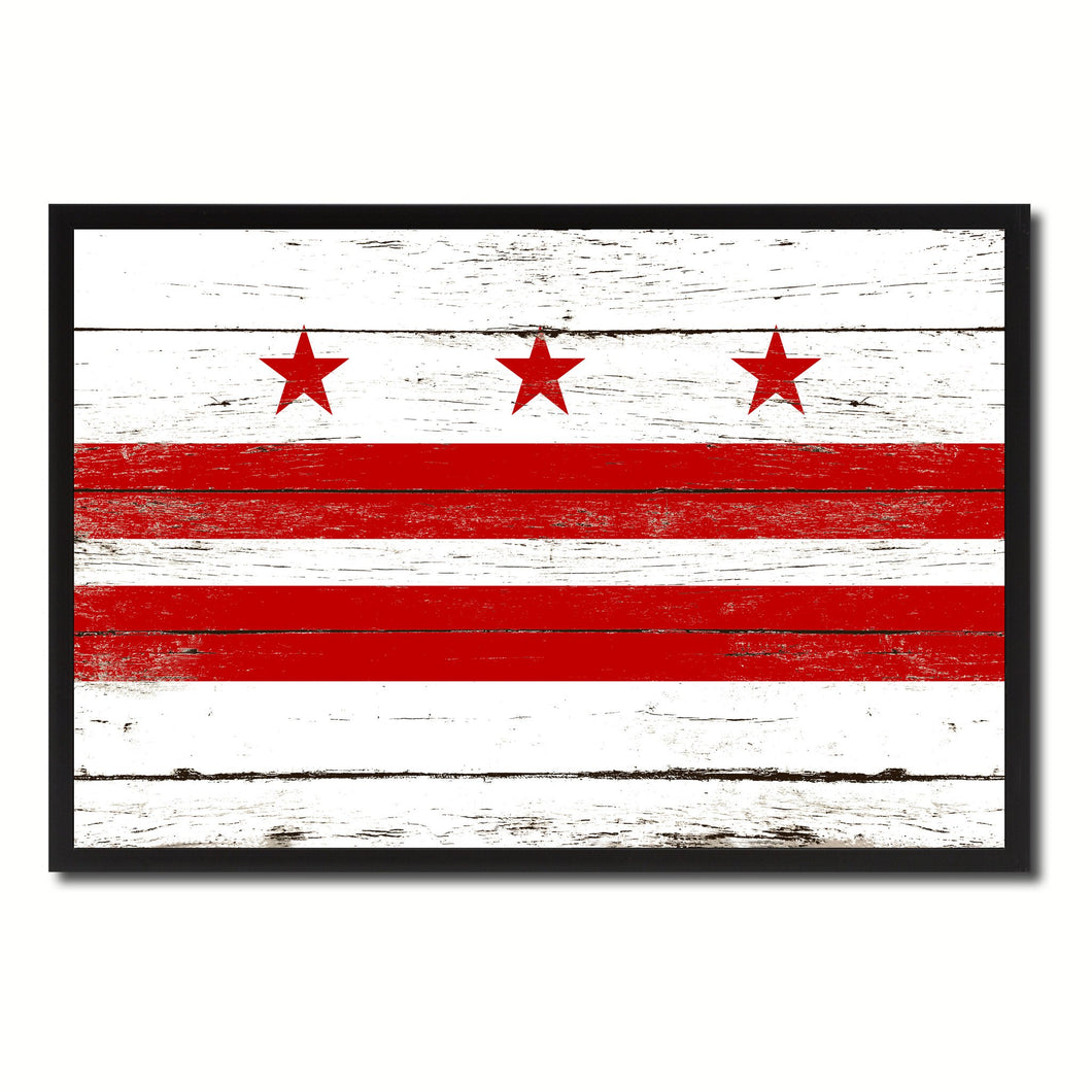 Washington DC Flag Vintage Canvas Print with Black Picture Frame Home Decor Wall Art Collectible Decoration Artwork Gifts
