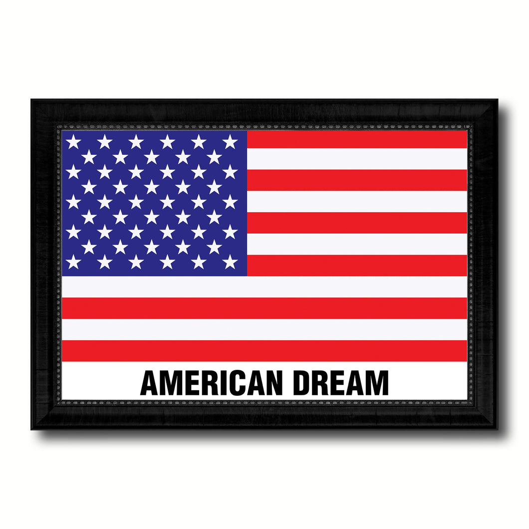 USA American Dream Flag Canvas Print Black Picture Frame Gifts Home Decor Wall Art