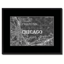 Load image into Gallery viewer, Chicago Illinois Vintage Monochrome Map Canvas Print, Gifts Picture Frames Home Decor Wall Art
