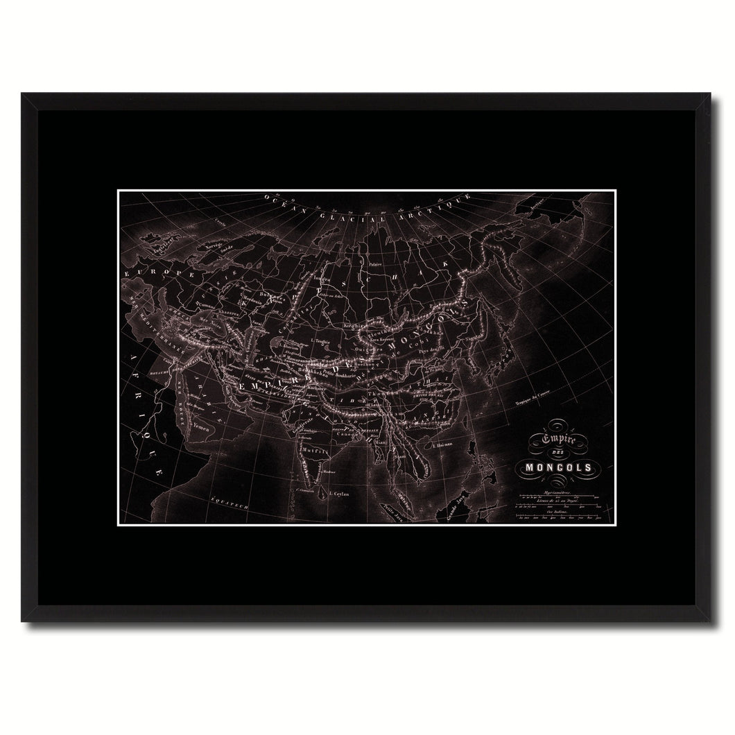 Mongolian Empire Asia Vintage Vivid Sepia Map Canvas Print, Picture Frames Home Decor Wall Art Decoration Gifts