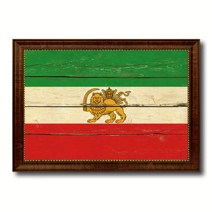 Iran Old Country Flag Vintage Canvas Print with Brown Picture Frame Home Decor Gifts Wall Art Decoration Artwork