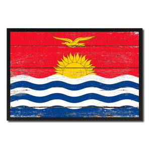 Kiribati Country National Flag Vintage Framed Canvas Print Home Decor Wall Art