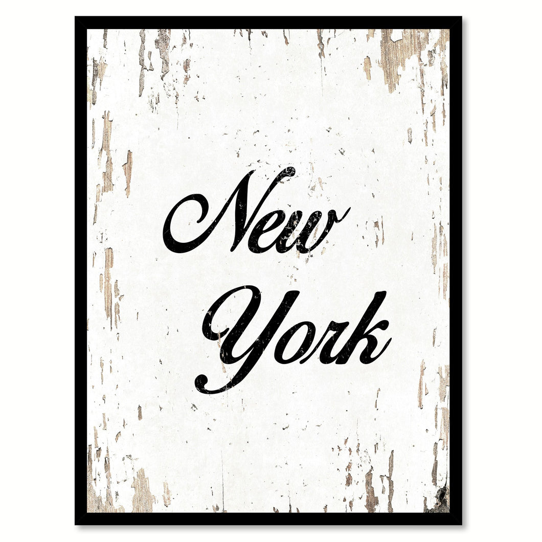 New York City Vintage Canvas Print with Black Picture Frame Home Decor Wall Art Collectibla Decoration Artwork Gifts