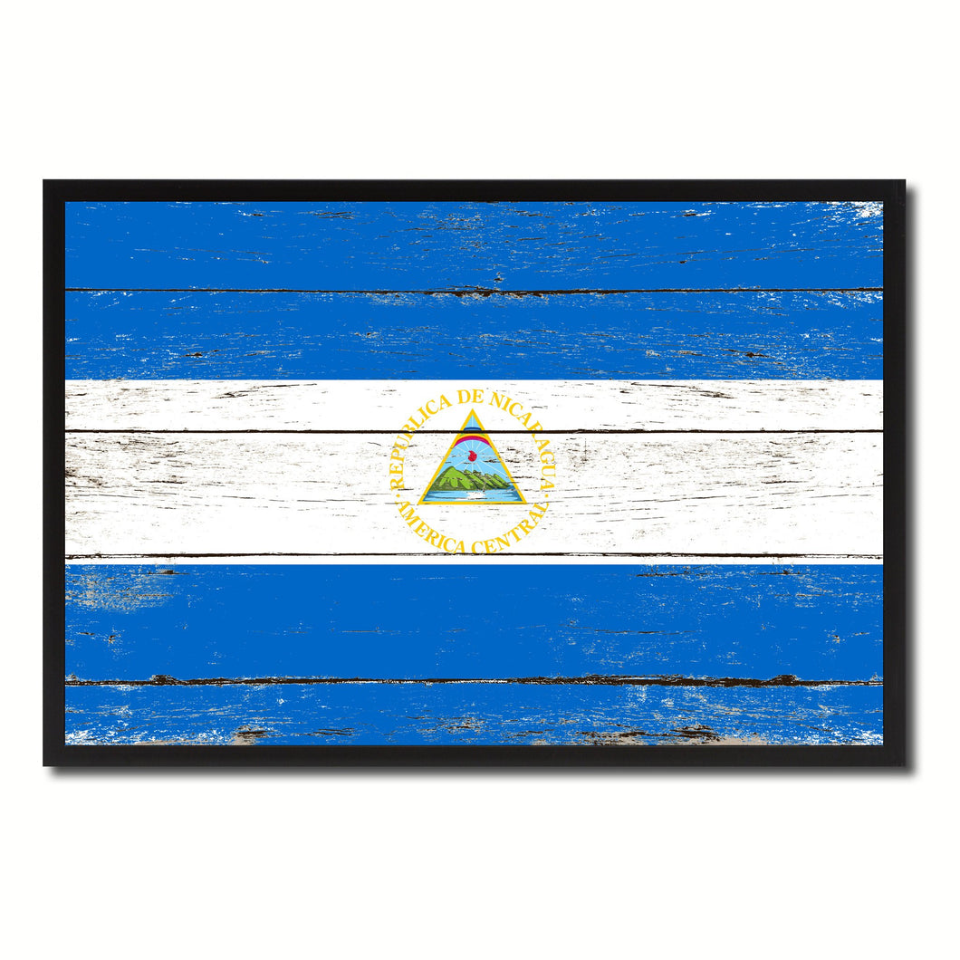 Nicaragua Country National Flag Vintage Canvas Print with Picture Frame Home Decor Wall Art Collection Gift Ideas