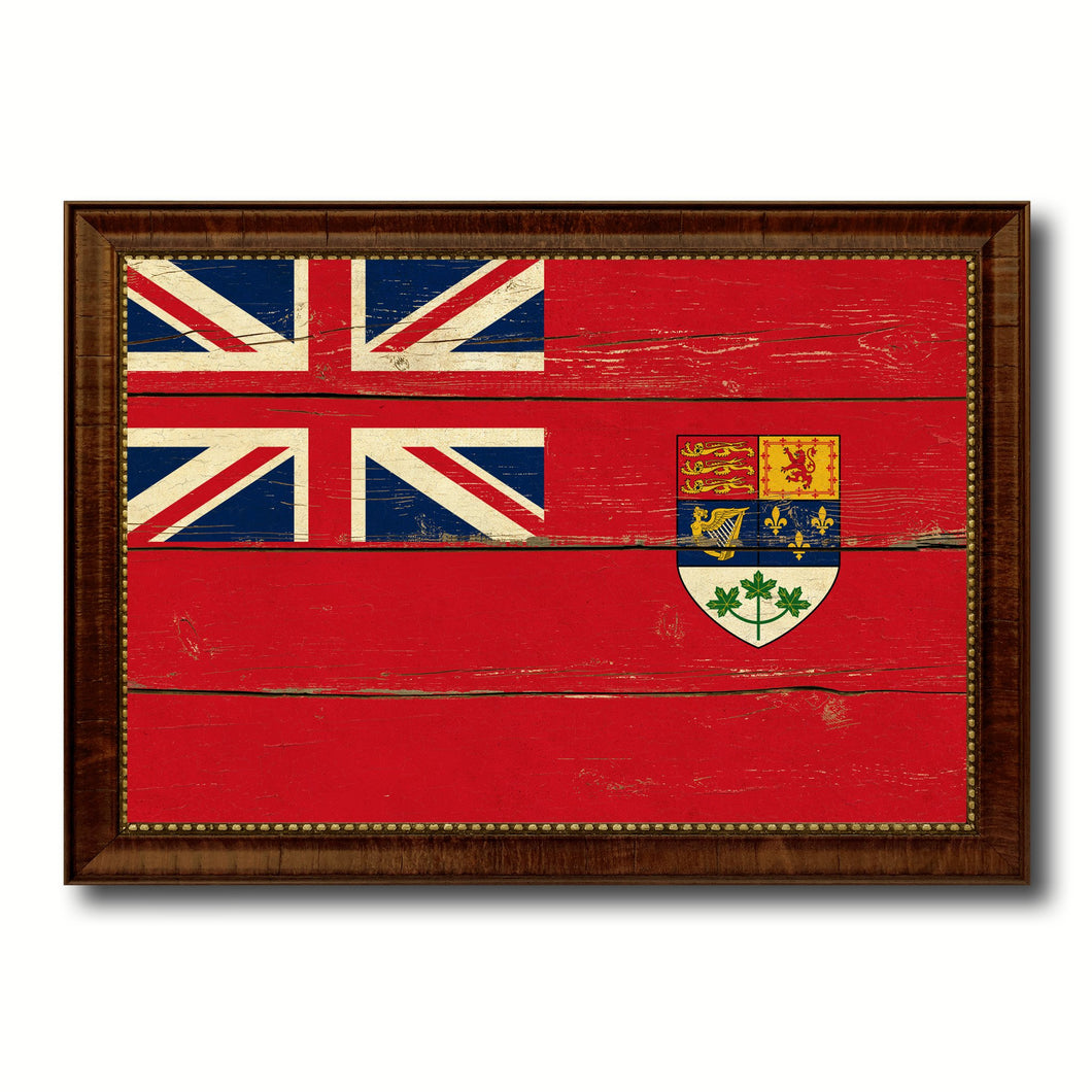Canadian Red Ensign City Canada Country Vintage Flag Canvas Print Brown Picture Frame