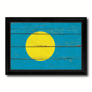 Palau Country Flag Vintage Canvas Print with Black Picture Frame Home Decor Gifts Wall Art Decoration Artwork