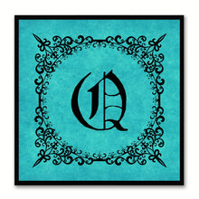 Load image into Gallery viewer, Alphabet Q Aqua Canvas Print Black Frame Kids Bedroom Wall Décor Home Art
