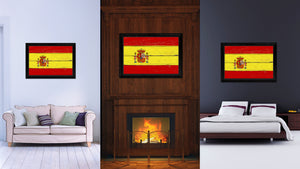 Spain Country Flag Vintage Canvas Print with Black Picture Frame Home Decor Gifts Wall Art Decoration Artwork