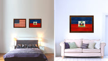 Load image into Gallery viewer, Haiti Country Flag Texture Canvas Print with Brown Custom Picture Frame Home Decor Gift Ideas Wall Art Decoration
