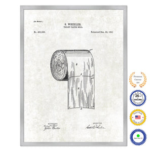 1891 Toilet Paper Roll Old Patent Art Print on Canvas Custom Framed Vintage Home Decor Wall Decoration Great for Gifts