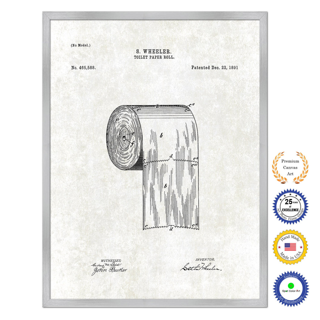 1891 Toilet Paper Roll Old Patent Art Print on Canvas Custom Framed Vintage Home Decor Wall Decoration Great for Gifts
