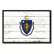 Load image into Gallery viewer, Massachusetts State Flag Vintage Canvas Print with Black Picture Frame Home DecorWall Art Collectible Decoration Artwork Gifts
